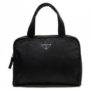 PRADA Triangle Logo Handbag Black Leather Classic